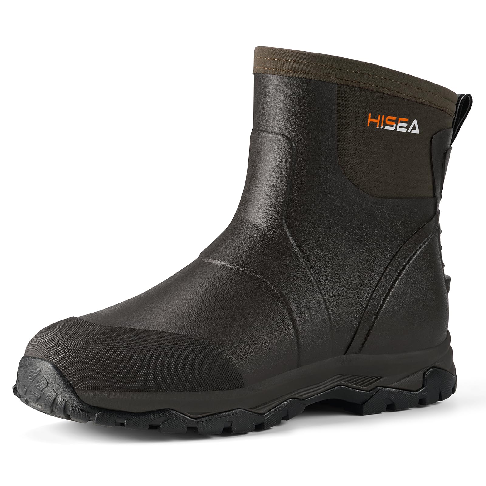HISEA Men's Waterproof Rain Boots, Ankle Height Rubber Hunting Shoes
