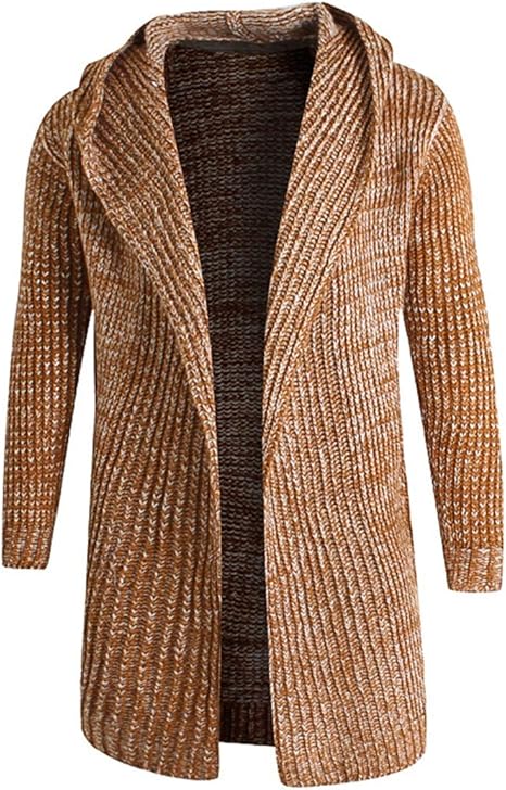 Harbrosrce Gebreid herenvest met capuchon en volledige ritssluiting, trui met lange mouwen, casual, effen, slim fit, gebreide outdoor grof gebreide jersey jas top, Zwart, M