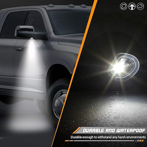 Vista 17 de HERCOO Espejo lateral LED intermitente luz izquierda y derecha, lente de cubierta ahumada para 68302828AA 68302829AA compatible con Dodge Ram 1500