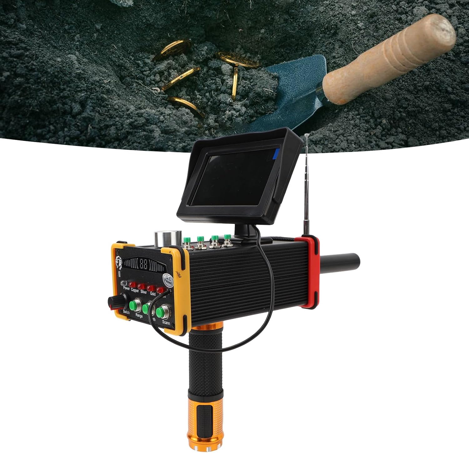 Zerodis Metal Detector, 15m Depth 1000m Range High Accuracy Gold Silver Copper Precious Stone Locator with Large Clear Display Screen for Underground Treasure (US Plug 100-240V)