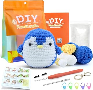 Penguin Beginner Crochet kit with Step-by-Step Videos. Crochet Kits for Adults and Kids.Crochet Kit Beginner Crochet Starter Kit for Complete Beginners Adults.