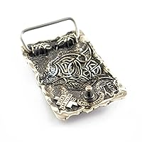 Vista 4 de Belt buckle Fenrir Wolf, Handmade Old Norse Scandinavian viking mithology werewolf solid German silver belt buckle