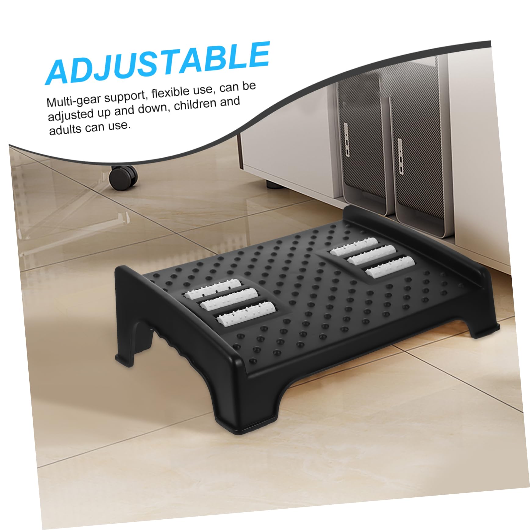 Sgabello Poggiapiedi Ergonomico Nero in Plastica per Ufficio | Design Inclinato, Aiuta la Postura Seduta, Supporto Compatto per Casa e Lavoro