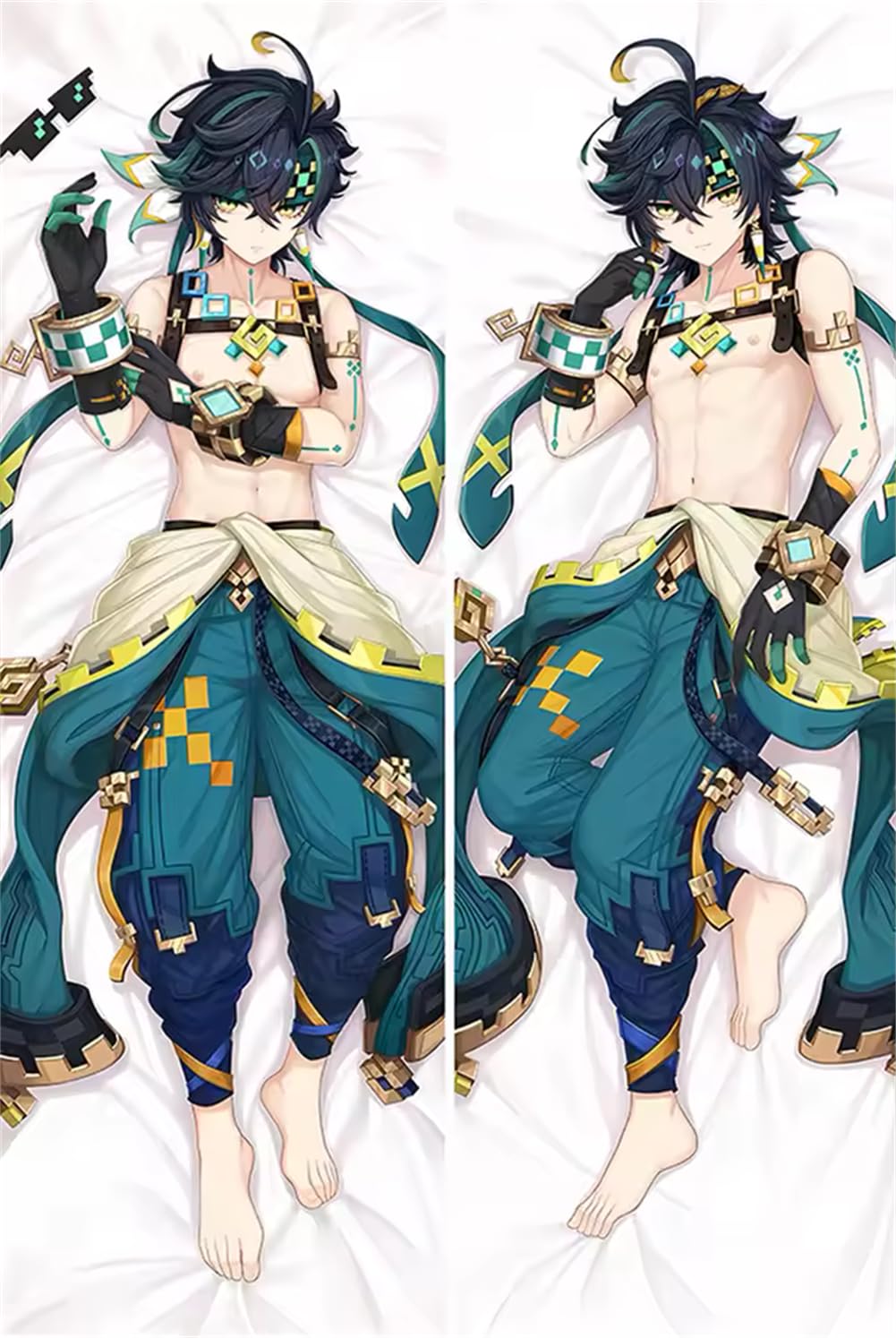 Xingbiyou Anime Dakimakura 50x150cm Genshin Impact Kinich Body Pillow Cover Case Double-Sided Print (B)