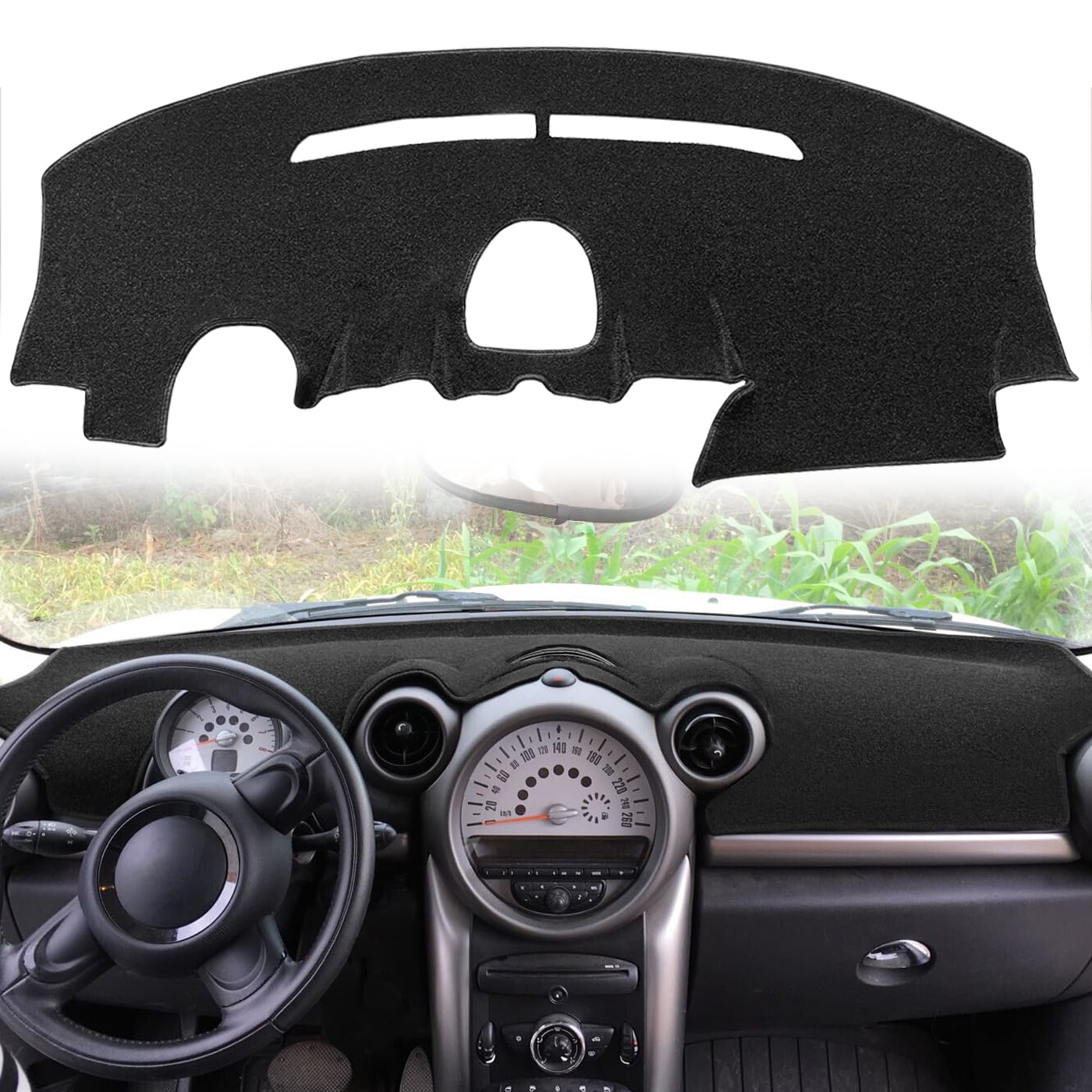 Dash Cover Mat Custom Dashboard Cover Pad Carpet Protector Fit for Mini Cooper Countryman R60 / Paceman R61 (Black)