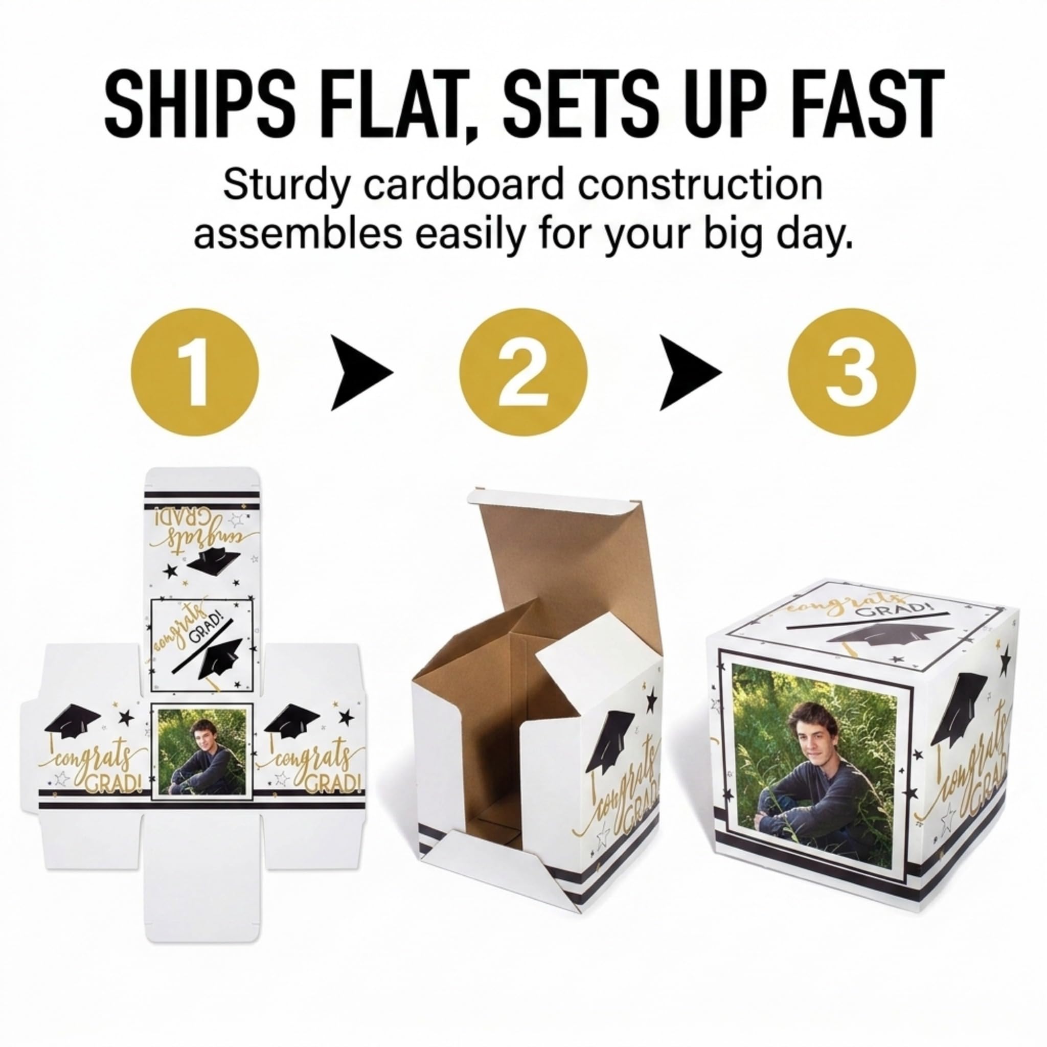 Amazon.com: Anderson's Personalized Photo Graduation Card Box, Black and  Gold Congrats Grad Design with 2 Custom Photo Panels, Large 11.6 Inch Card  Holder for Senior Parties, Open Houses, and Recognition Events :
