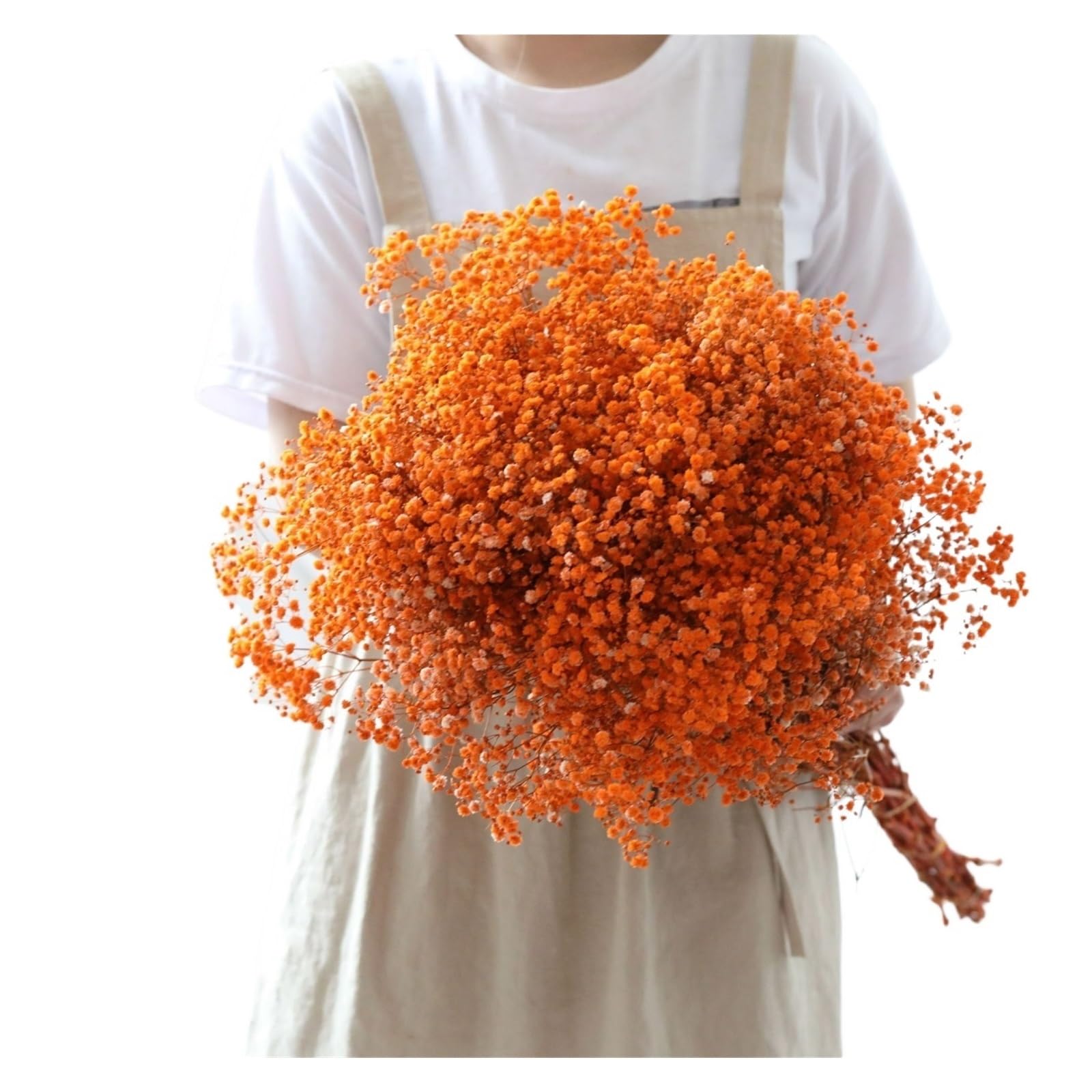 WJIAYAO dried gypsophila flowers Dried Flowers Gypsophila Baby Breath Bouquet Gypsophile Wedding Party Decoration Home Photo Decor(Orange,40g)