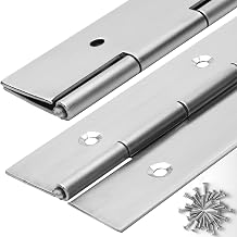 2Pack Piano Hinge 24 Inch x 3 Inch Wide Stainless Steel Piano Hinge 0.047 Thick Continuous Hinges for Heavy Duty Cabinet, Door, Toolbox, Woodworking, Furniture, Silver