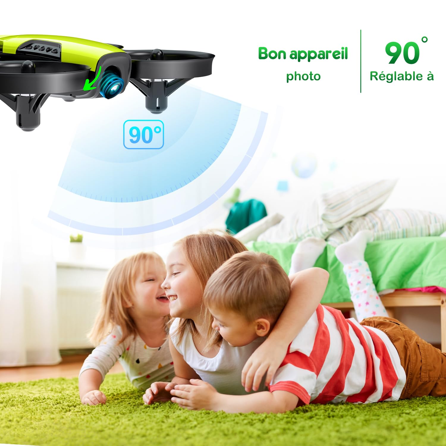 Loolinn | Drone avec Caméra comme Cadeau pour Enfants(8+), Mini Drone Télécommandé avec Vidéo et Photos, Vol Sécurisé, 21 Minutes de Temps de Vol, Trois Piles, Certification C0 (Cadeau pour enfant)