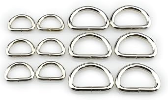 Extra Thick Welded Strong 2 Size D Shape Rings D Ring Metal Heavy Duty Silver 0.62 1 Inside Width 12 Pack for Dog Collars Harnesses Fabric Paracord DIY Strap Webbing Craft Smooth Rust Proof
