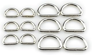 Extra Thick Welded Strong 2 Size D Shape Rings D Ring Metal Heavy Duty Silver 0.62 1 Inside Width 12 Pack for Dog Collars Harnesses Fabric Paracord DIY Strap Webbing Craft Smooth Rust Proof