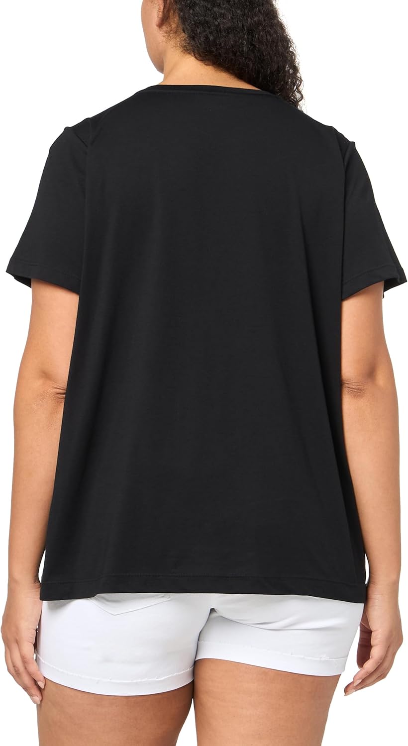 DKNY Women's Short Sleeve V Neck Tee with Logo Patch - Image 2