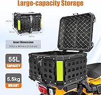 Vista 6 de Caja Superior de Motocicleta de 55L con Panel Molle Caja Superior Universal para Motocicletas Adecuada para Guardar Cascos y Equipaje