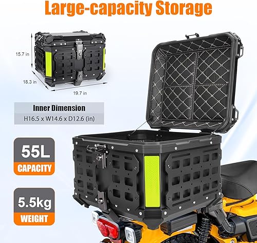 Miniatura 6 de Caja Superior de Motocicleta de 55L con Panel Molle Caja Superior Universal para Motocicletas Adecuada para Guardar Cascos y Equipaje