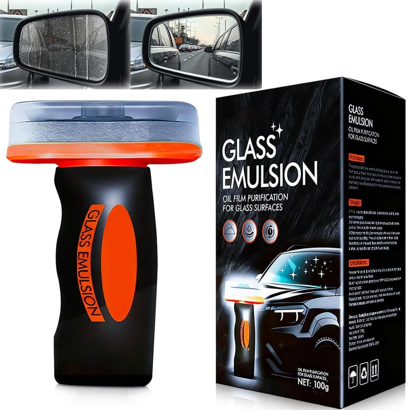 Q4 Glass Guard, Glass Emulsion, Handheld Oil Film Cleaning Brush, Scheibenreiniger Auto, Windschutzscheiben Reiniger, für Autofenster und Rückspiegel