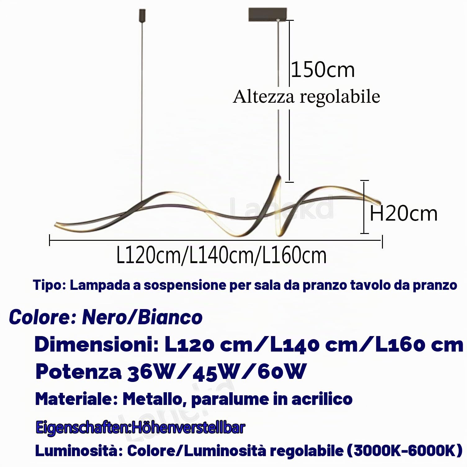 LED Lampada a sospensione Tavolo da pranzo Lampadario Dimmerabile Spiral Design Lampade Sala da pranzo Lampada da tavolo da pranzo con Telecomando Lampadari Sala da pranzo per Soggiorno Cucina Ufficio
