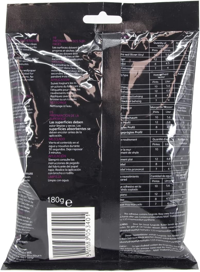 8 Roll Superfresco Easy Wallpaper Paste All Purpose Super Strong Adhesive - Powder to hydrate - fungicide to inhibit mould