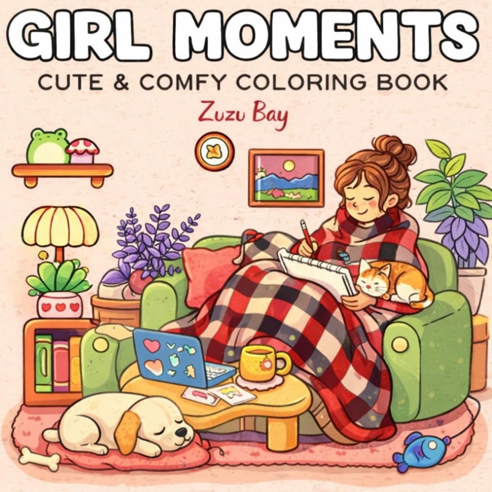 Zuzu Bay: Bold And Easy Cozy Girl Coloring Pages: Cute and Relaxing Bold Line Designs for Stress Relief and Creative Fun (Cozy Coloring Series)