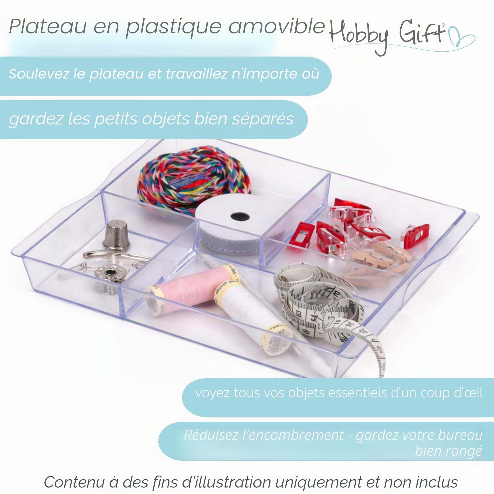 Hobby Gift Grande Boîte à Couture à Double Couvercle avec Poignée, Panier de Rangement Couture en Coton avec Compartiments pour Outils et Accessoires, 25 x 25 x 17 cm, Abeilles