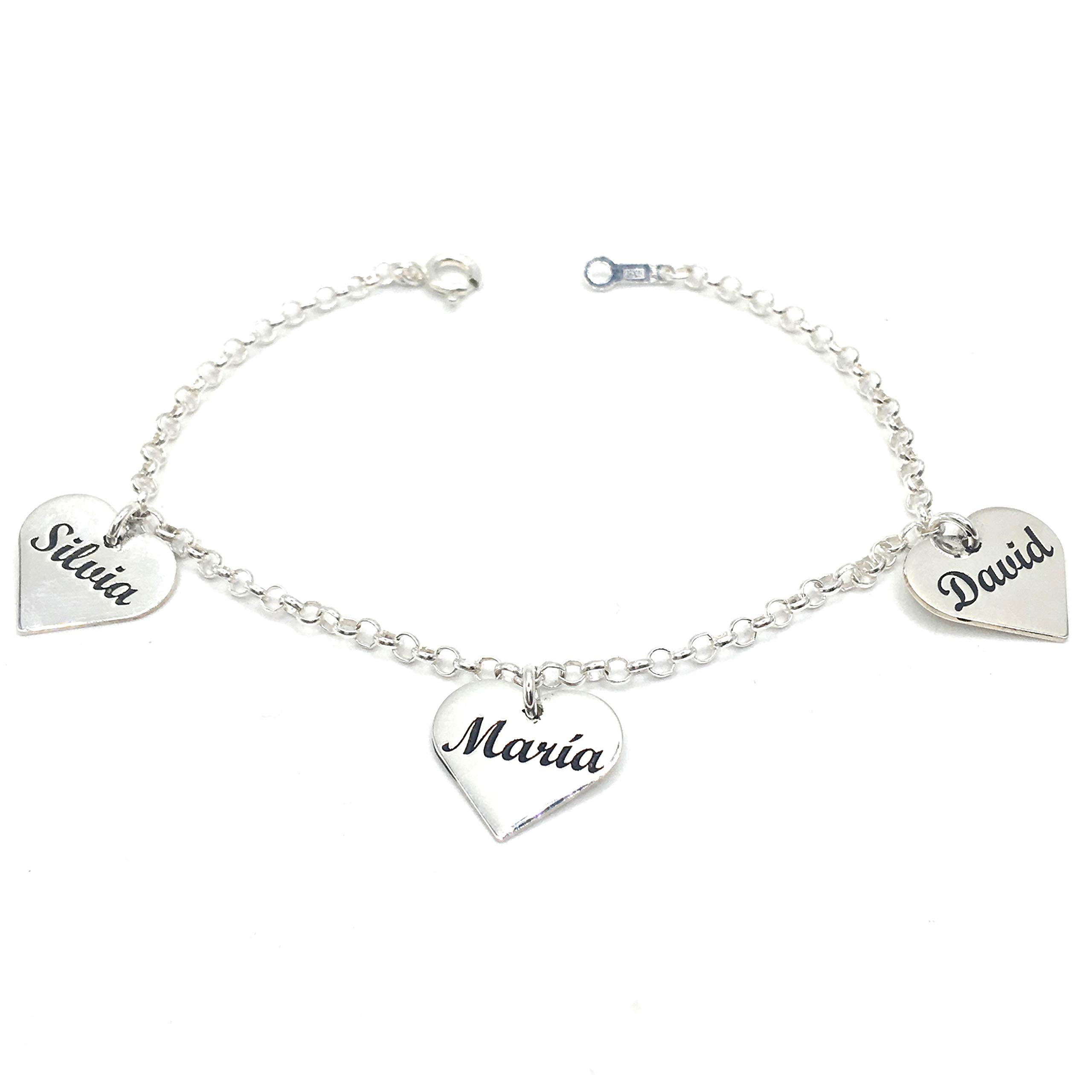 MASBARATAPulsera DE Corazones Personalizada DE Plata DE Ley 925/1000
