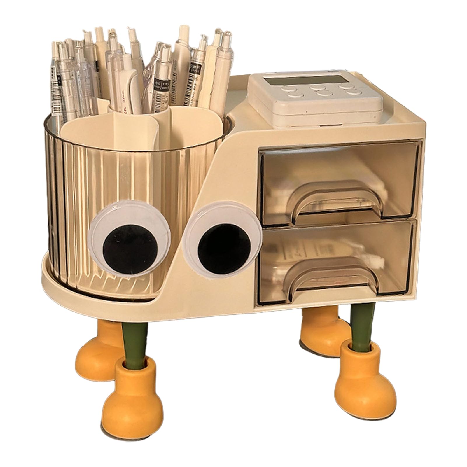 Glifora Pencil Holder - Large Capacity 360 Degree Rotating Desk Organiser, Multi-Layer Zoning Storage Solution for Pens, Rulers and Scissors, Office Desktop Rack
