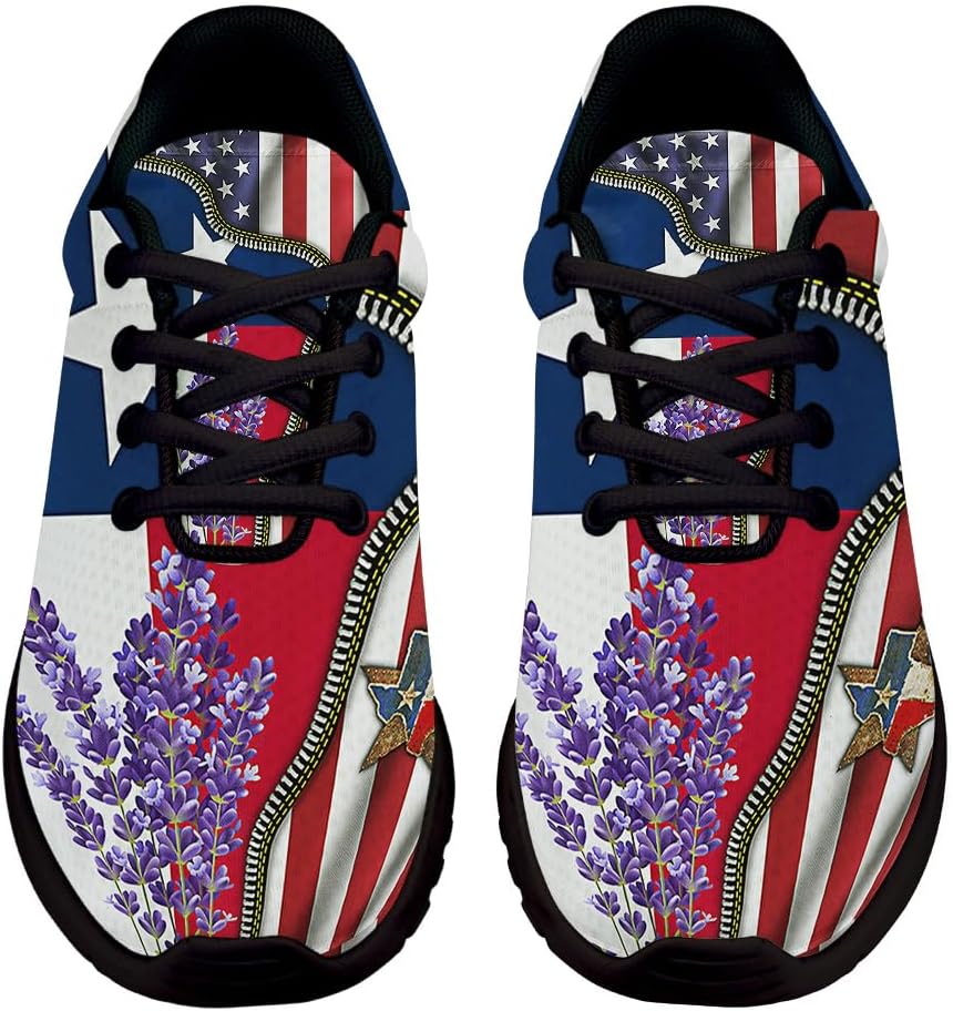 Texas Bluebonnet Zip American Flag Shoes for Women Men Trail Running Casual Fashion Sneakers Slip-on Tennis Shoes