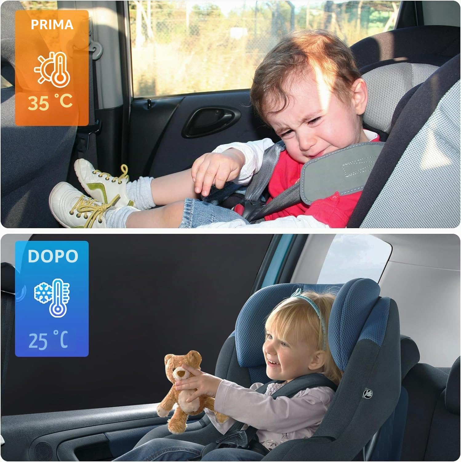 ZATOOTO Tendine Parasole Auto Bambini - Magnetiche per Bebè/Animali Domestici, per Lato Posteriore con Protezione dai Raggi UV e per Privacy, Bianco Argenteo