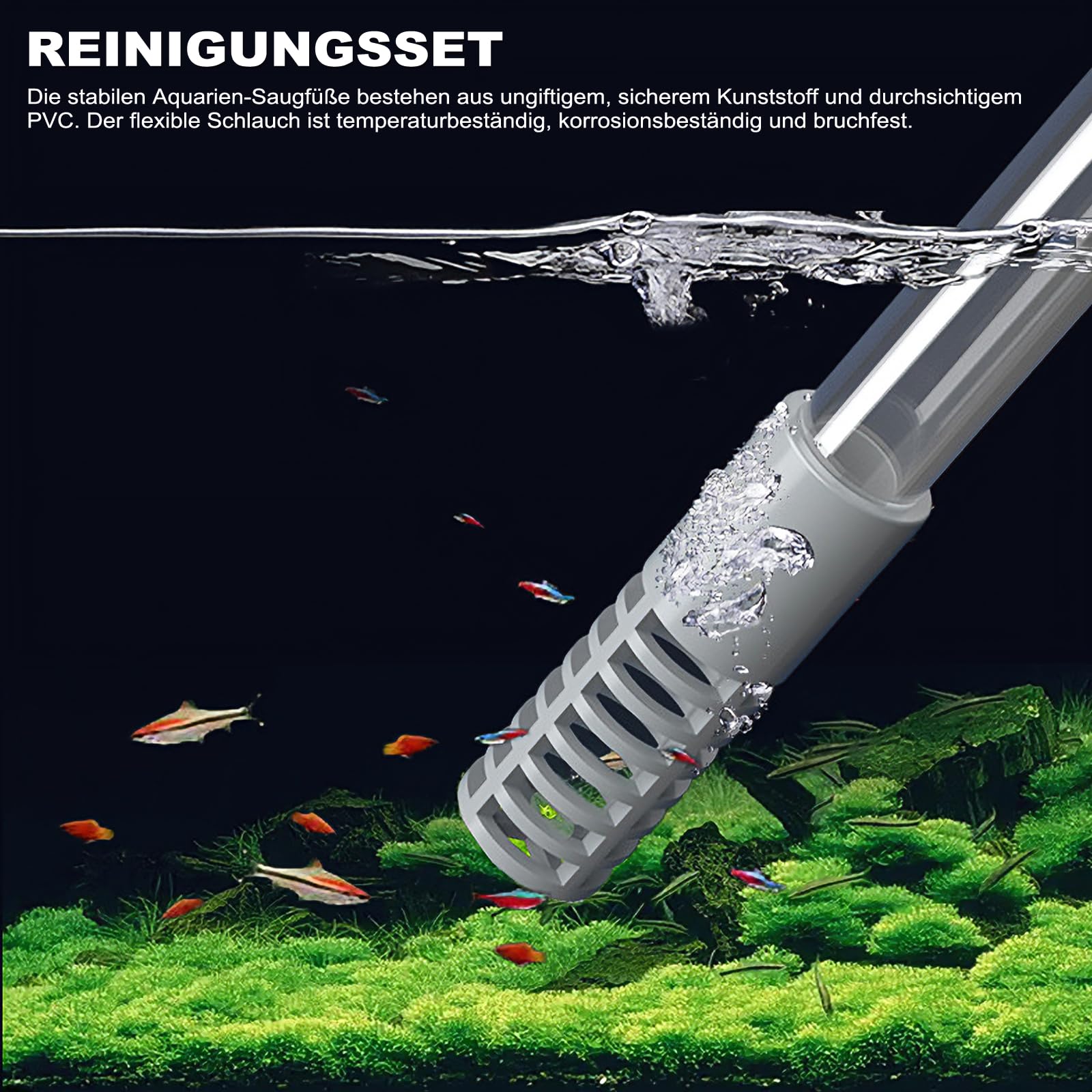 Aquarium Wasserwechsel, Aquarium Reinigungsset | Mulmsauger Aquarium Wasserwechsel Set mit Reinigungs Scheuerschwamm
