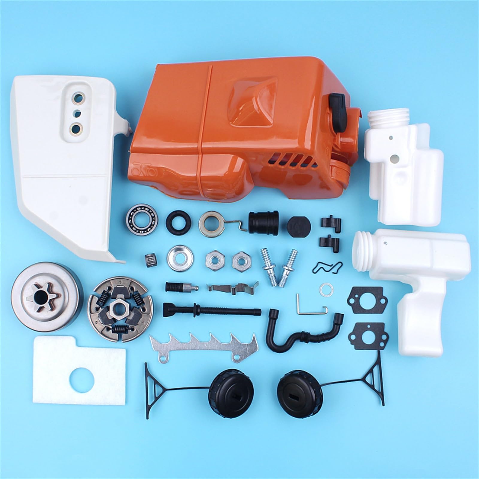 UNARAY Cubierta de piñón de embrague, tambor de embrague, filtro de aire de aceite combustible, Kit de tapa de tanque apto for motosierra Stihl 017 018 MS170 MS180 con engranaje Wrom de espárrago de l