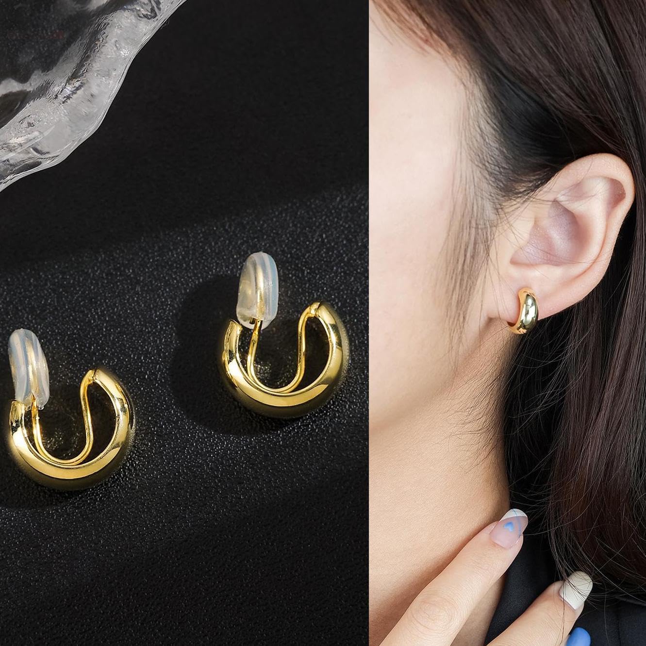 AceFun Chunky Ear Cuffs for Women Teen Dainty 14K Gold Plated Non Piercing Cuff Earring Trendy Twist Ear Cuff Hypoallergenic Clip on Cartilage Jewelry Fake Earrings