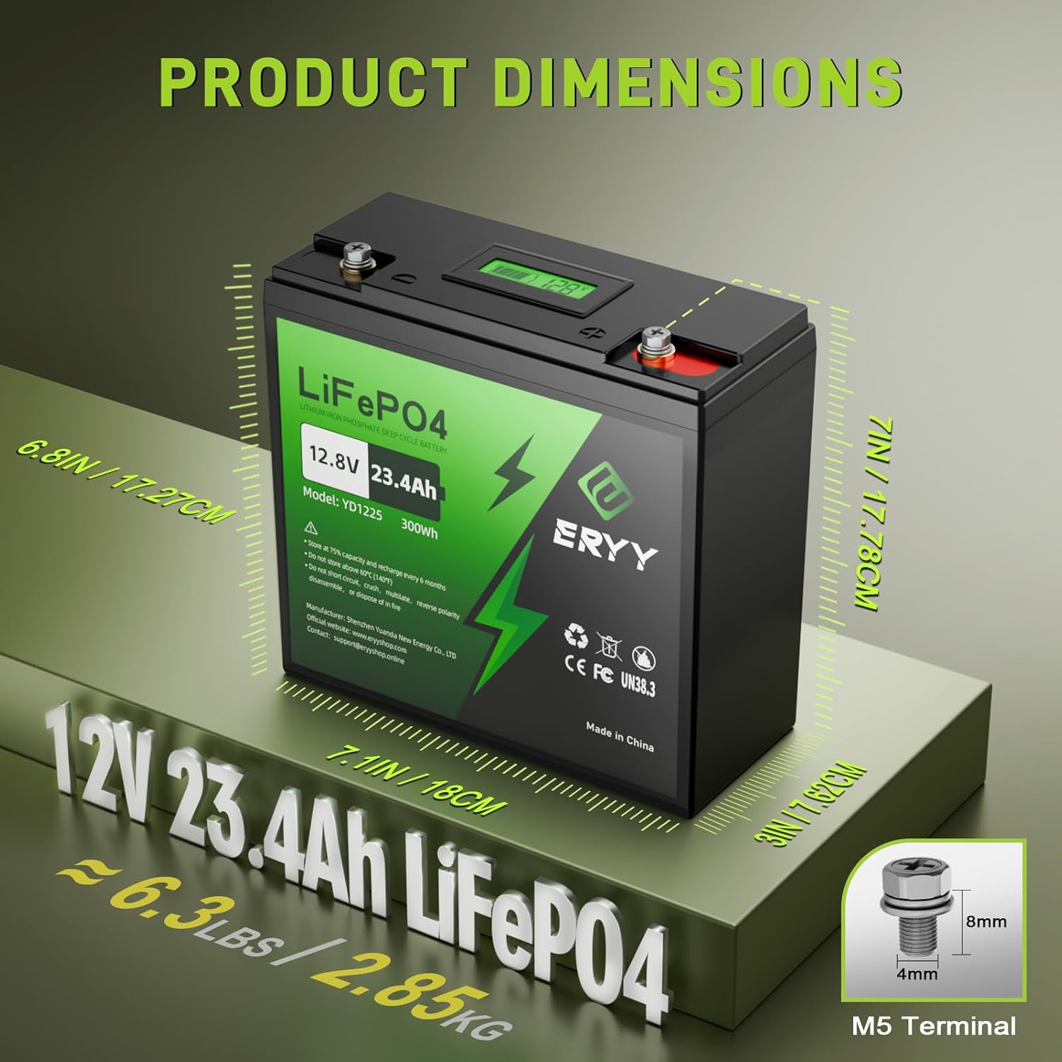 12V 23.4Ah(30Ah) LiFePO4 Lithium Deep Cycle Battery With 30A BMS & Voltage Indicator, 12 Volt Battery Lithium Iron Phosphate for Fish Finder, Ham Radio, Solar, Scooters, Power Wheels, RV, Camp