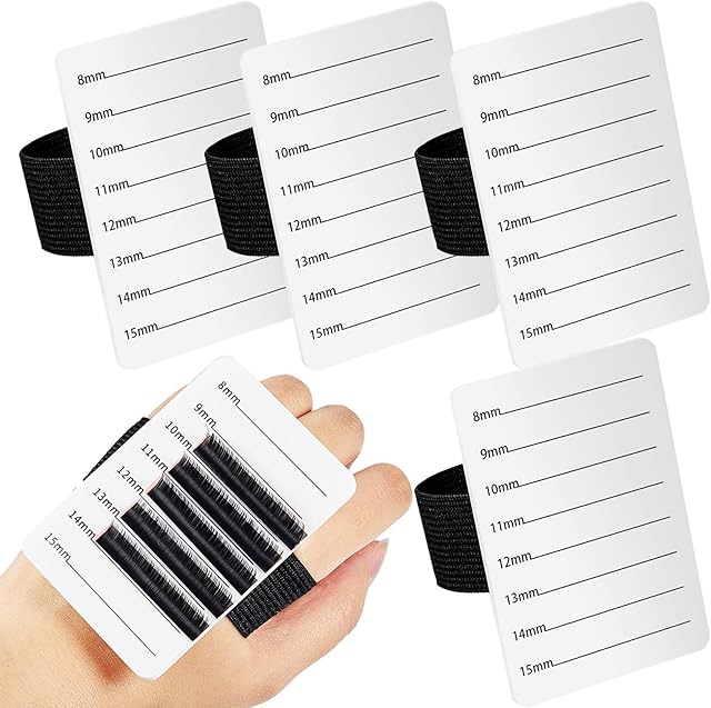 4 Pieces Lash Holder Eyelash Extension Hand Pallet Tray Tools with Adjustable Wrist Strap Adjustable Lash Tray Strip Palette One Size Fits Most Eyelash Extension Holder (8-15 mm Pattern)