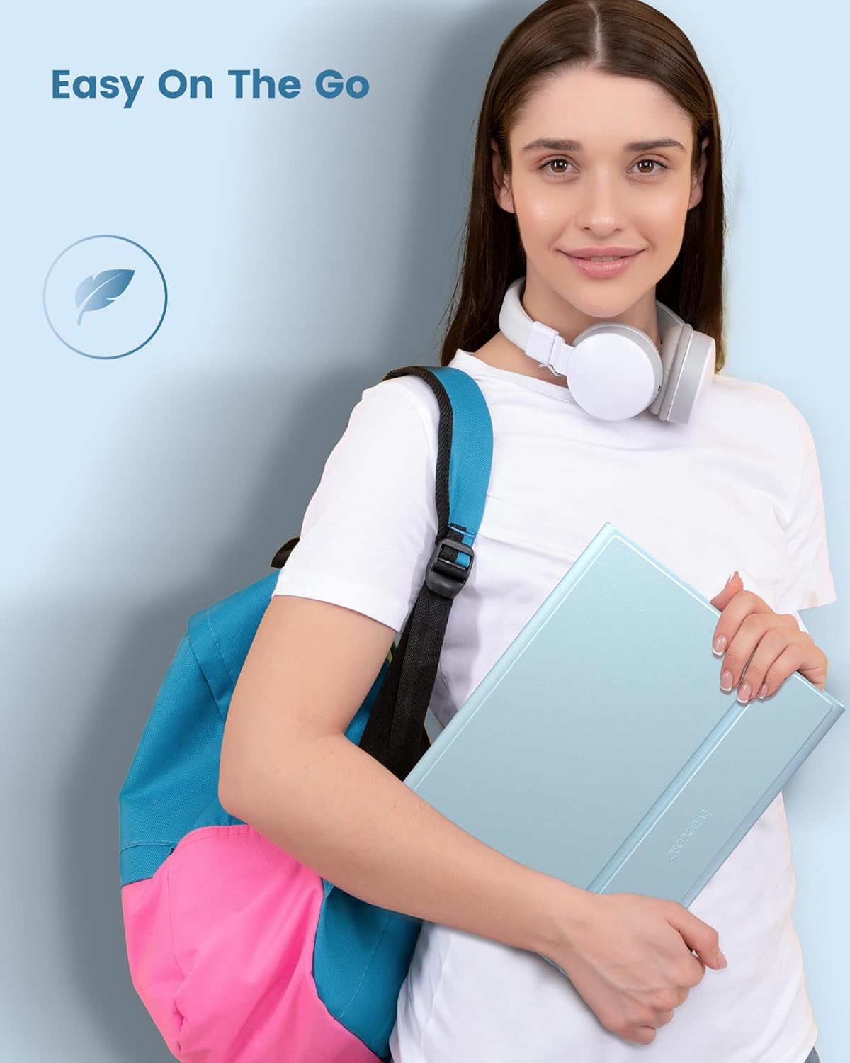 typecase Folio iPad 9th Generation Case with Keyboard 10.2 Inch - Backlit Detachable Slim Cover with Pencil Holder, Compatible with iPad 8th/7th Gen, Pro 10.5, Air 3rd Gen (Sky Blue)