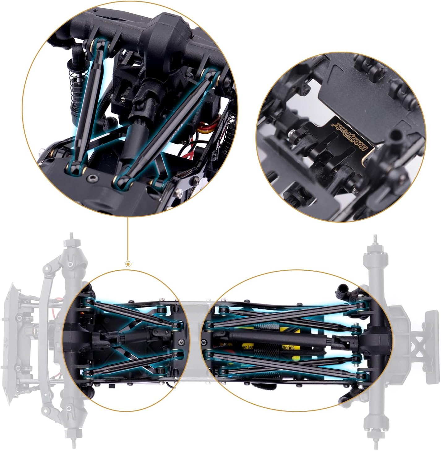 HobbyPark Aluminum Links Y-Link Set & Brass Link Mounts for Axial SCX24 for Deadbolt B17 1/24 Crawler Car