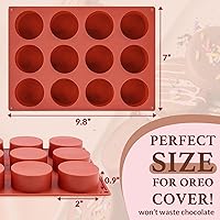 Vista 4 de HKNMTT Moldes redondos de silicona, 2 unidades, 12 cavidades de 2.1 pulgadas, cilindros cubiertos de chocolate, moldes para hornear antiadherentes