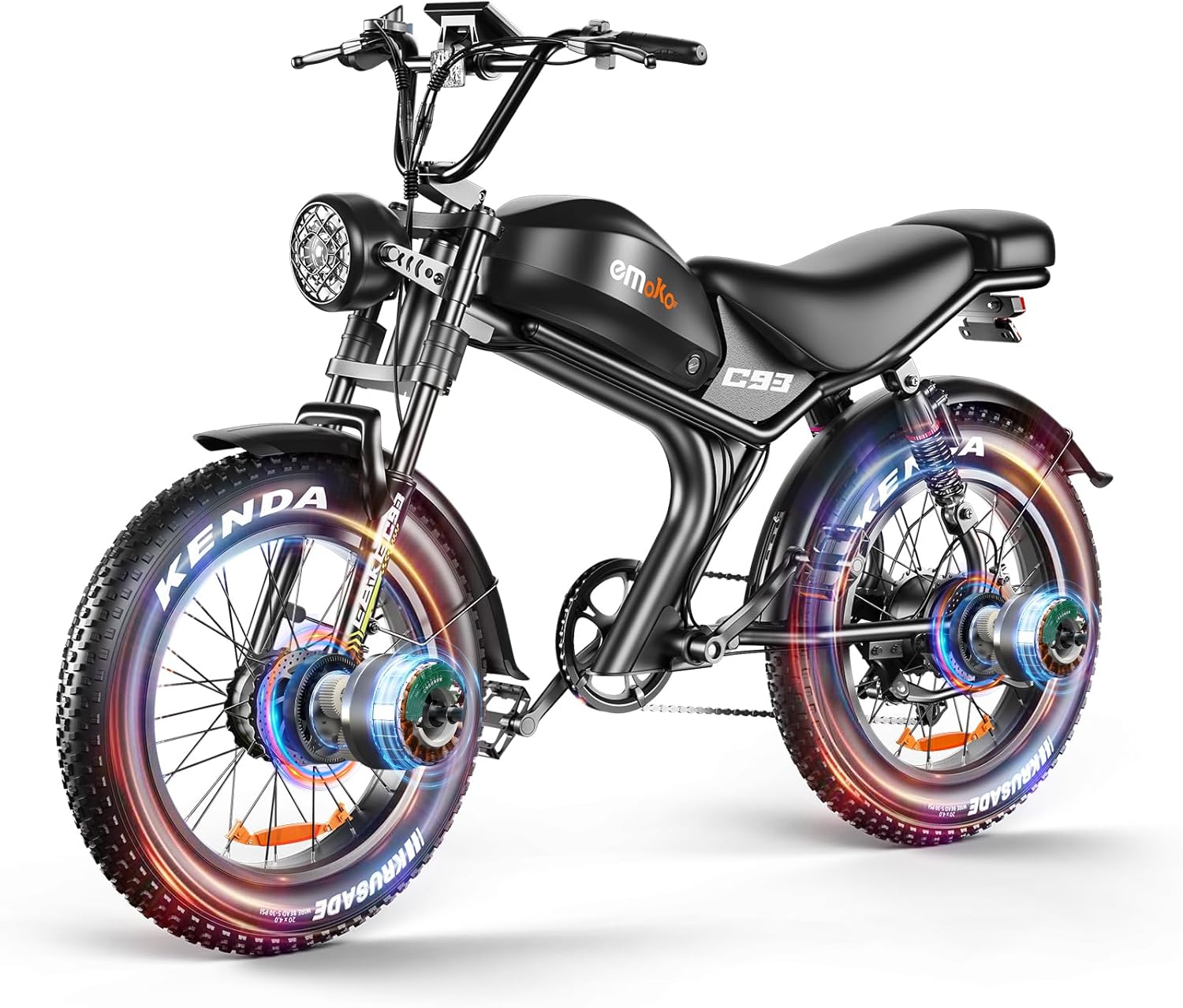 Electric Bike for Adults, 1500W/3000W Peak Motor 20" Fat Tire eBike, 48V 20Ah/23Ah Battery, 32/35MPH Full Suspension Electric Bicycle, Moped Style e Bike for Snow, Mountains, Sand,Road
