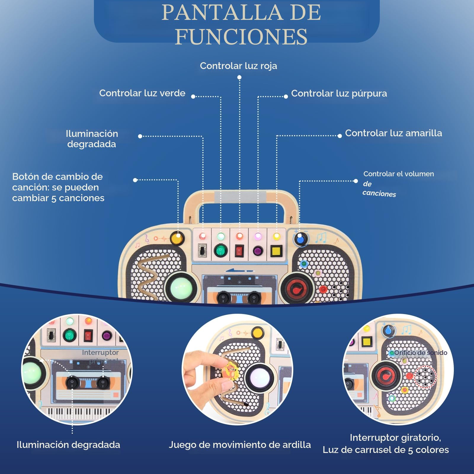 Baeroly Los juguetes Montessori son tablas de madera equipados con interruptores LED, grabadoras y telégrafos inalámbricos, para niños a partir de tres años
