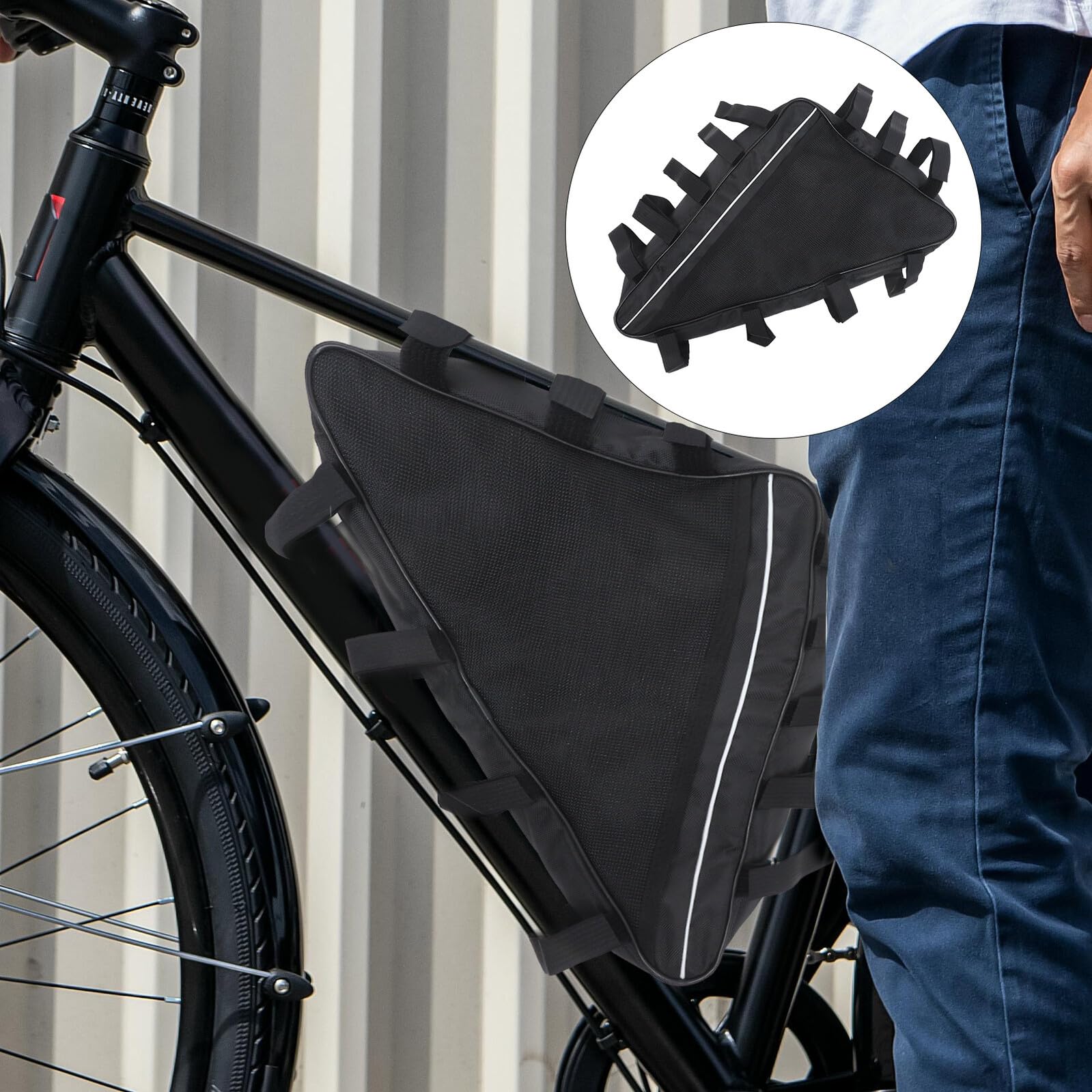 PRETYZOOM Borsa Triangolare da Telaio per Bici Grande Capacità Oxford Resistente alle Intemperie e All'usura, per Campeggio e Escursioni