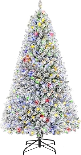 SHareconn Árbol de Navidad artificial preiluminado de 75 pies con bisagras de alta calidad con luces blancas cálidas y multicolores puntas de ramas