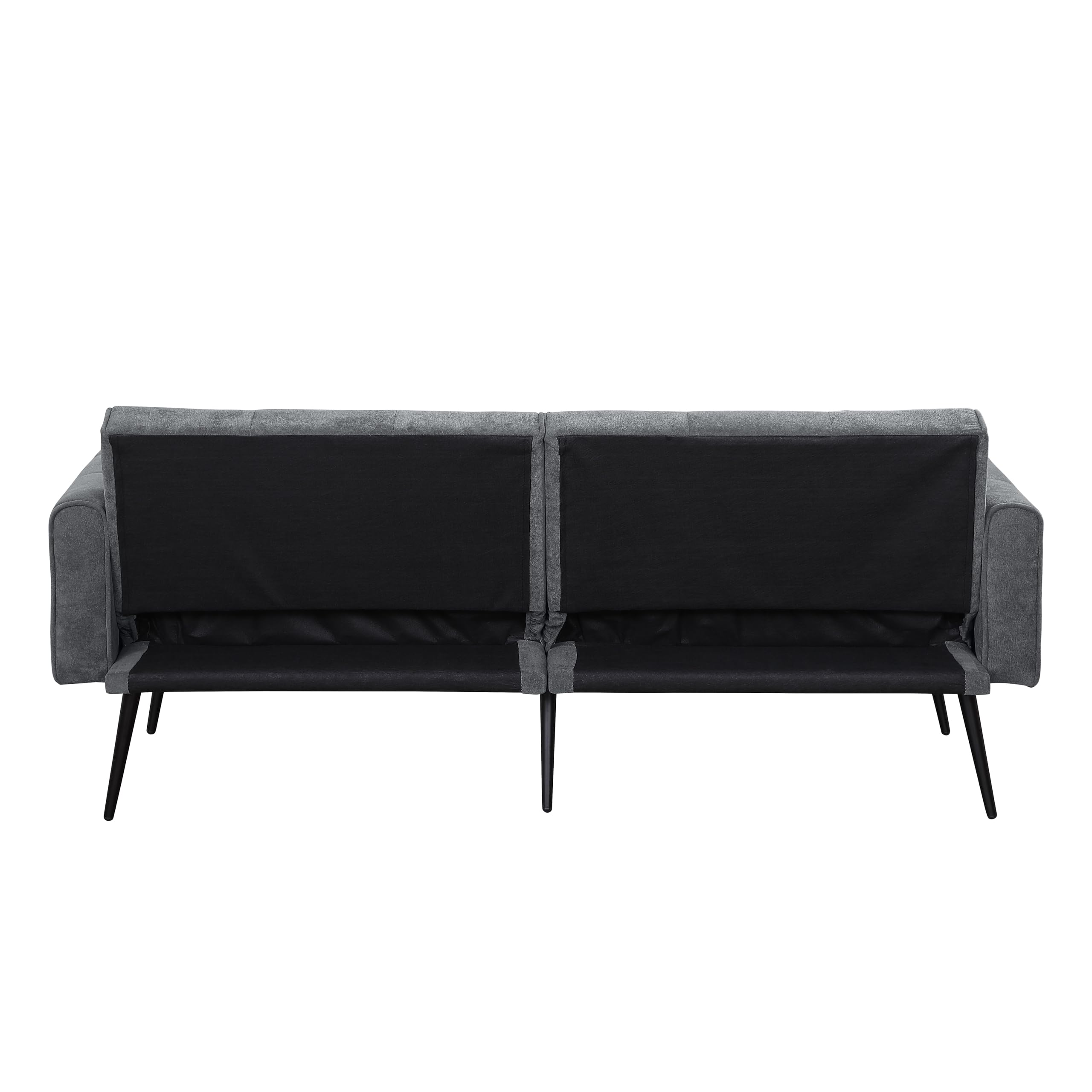 Divano letto futon a 3 posti in tessuto a coste per soggiorno e piccoli spazi (grigio)