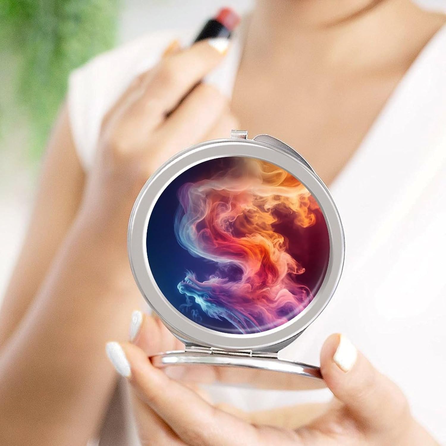 Smoke Dragon Compact Makeup Mirror Mini Foldable Cosmetic Mirror Portable Travel Mirror for Purse Pocket