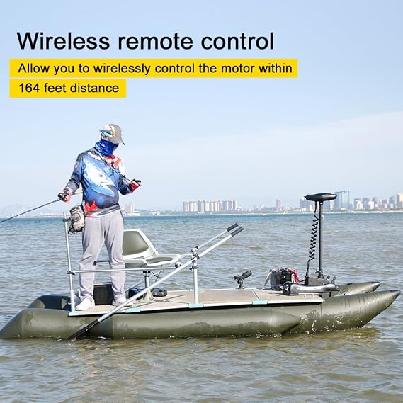Black Haswing Cayman 12V 55lbs 48 inch Bow Mount Electric Trolling Motor Lightweight, Variable Speed, with Foot Control/Quick Release Bracket for Bass Fishing Boats Freshwater/Saltwater