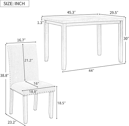 Miniatura 9 de SIYSNKSI Juego de mesa de comedor de 5 piezas de alta calidad, mesa de comedor rectangular de mármol con 4 sillas de asiento tapizadas de terciopelo