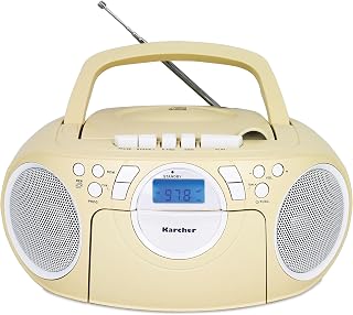 Karcher RR 5042-H Portable Radio with CD Player, Cassette Player, Aux-in | Stereo sound system, boombox, children's radio, headphone jack, mains and battery operation, with power cable, cassette