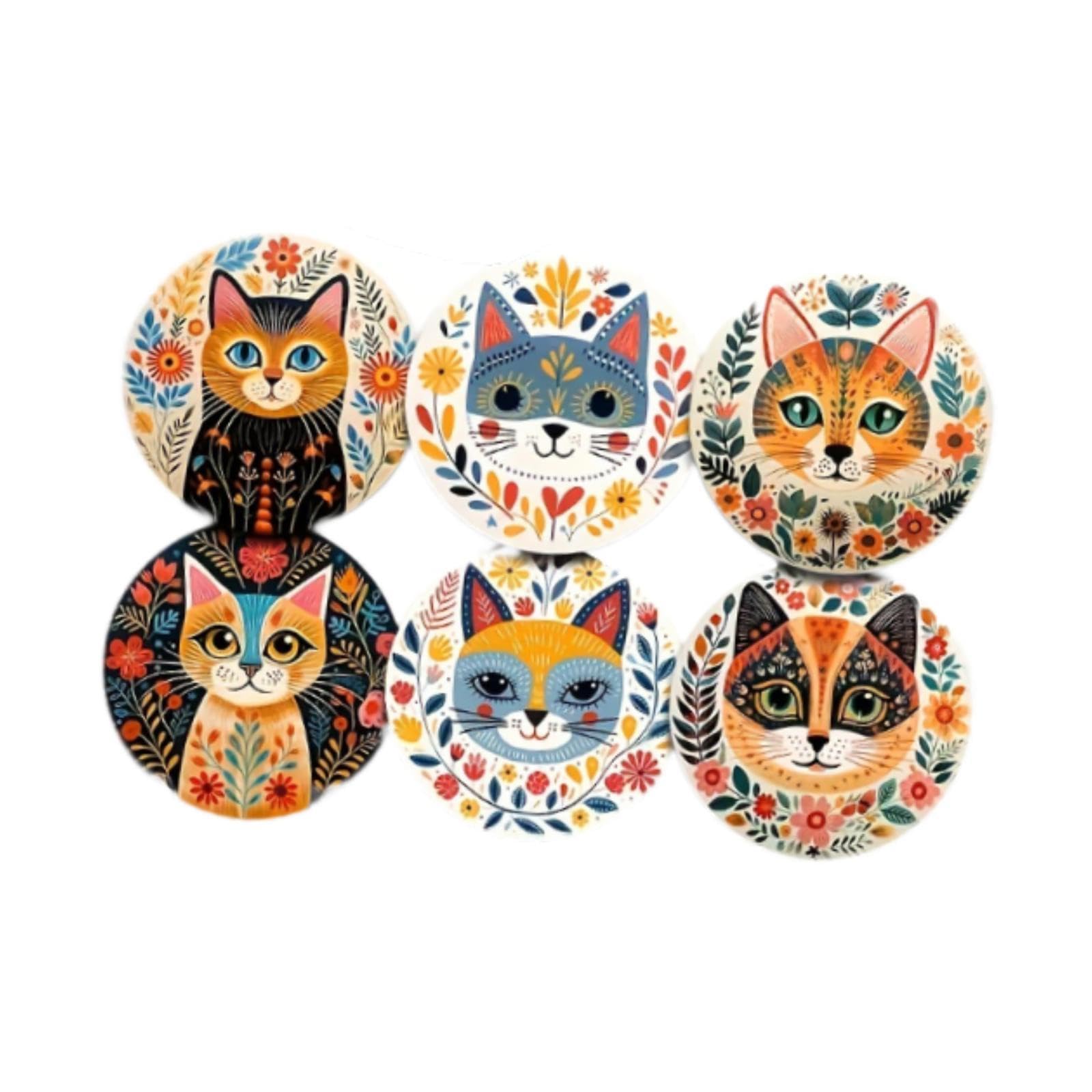 Dessous de verre chat en bois perfk lot de 6 pièces pour table