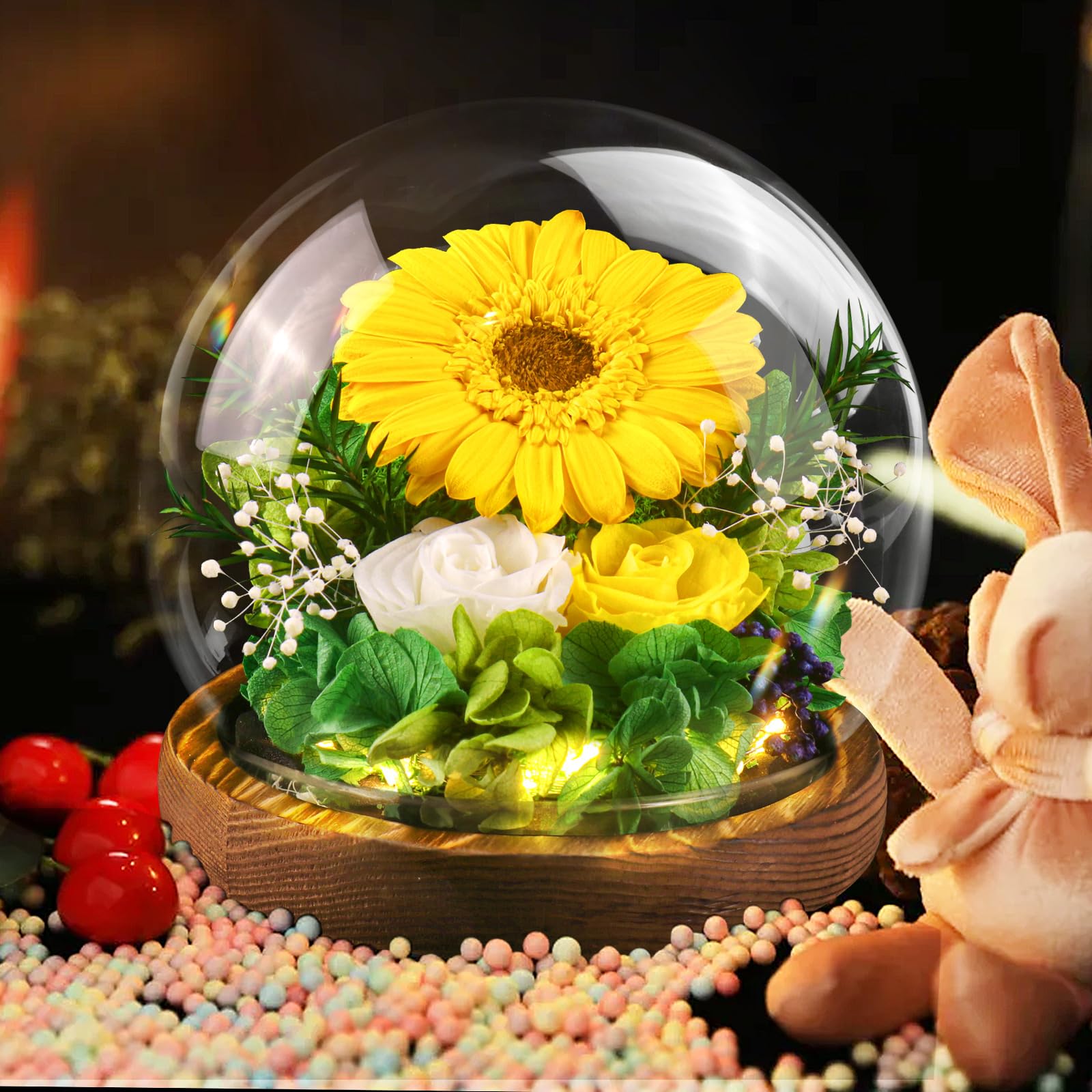 Touloube Sonnenblume Geschenke für Frauen Frau zum Muttertag, Ewige Infinity Blumen im Glas, Sonnenschein Geburtstagsgeschenk für Frauen Freundin Mama Oma, Geschenk Frau Freundinnen Geburtstag