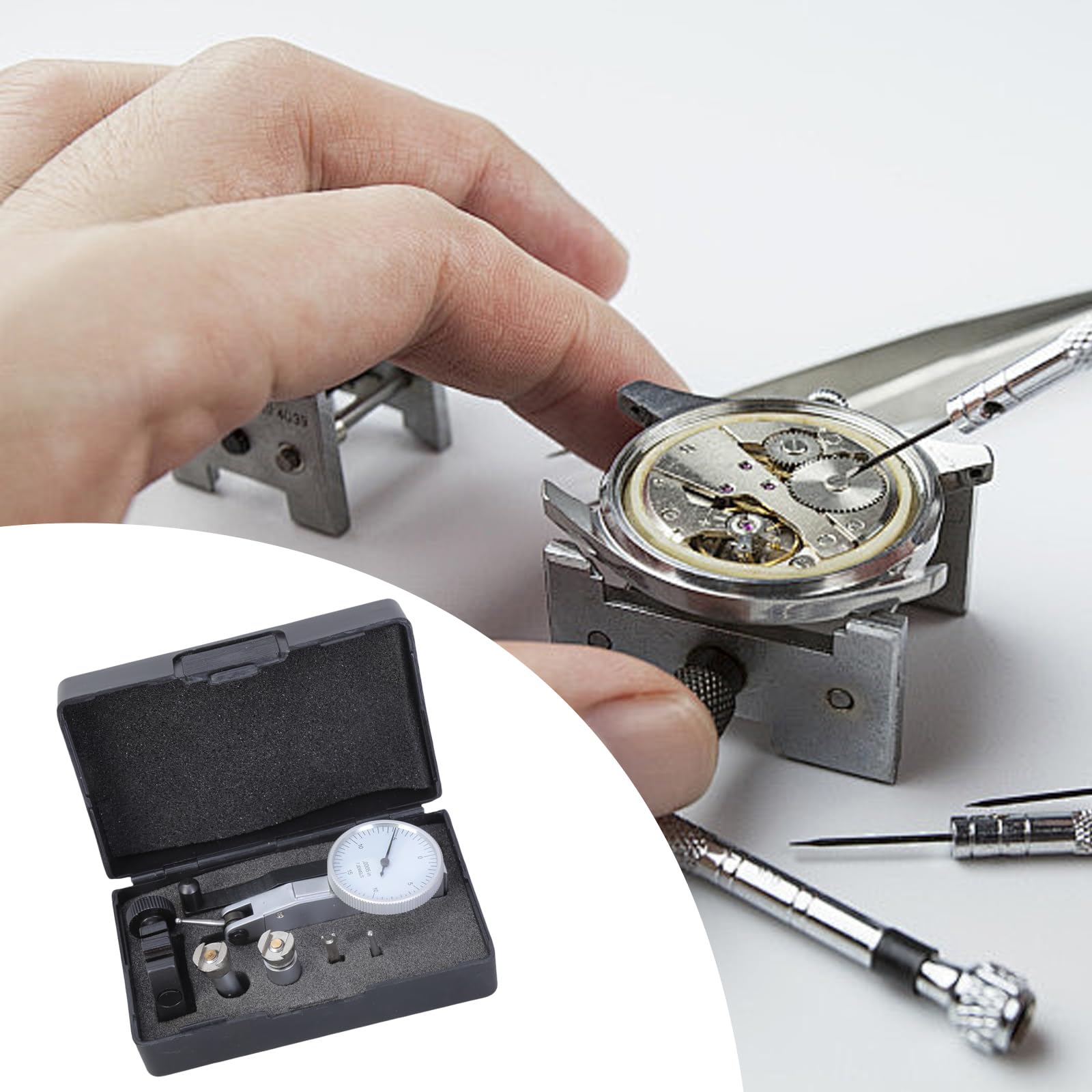Palancas indicadores de soporte de calibre de 1-1/4 pulgadas, cara blanca, calibre 0-15-0 con accesorios de montaje, instrumento de calibración mecánica