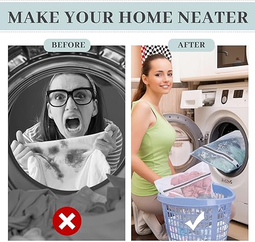 Vista 4 de 18 bolsas de malla fina para lavandería, bolsa de malla blanca para lavadora, con cremallera, bolsas de lencería para lavar ropa delicada, ropa