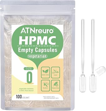 Size 0 Empty Vegan Capsules with 2 Micro Spoons - 100 Count Empty Vegetarian Capsules - Empty Pill Capsule for Powders Supplements