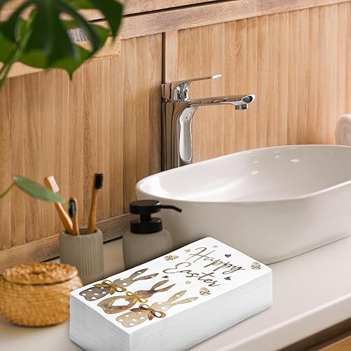 Miniatura 6 de AnyDesign - Paquete de 100 servilletas de Pascua para invitados de Pascua, servilletas de papel con estampado de conejo, servilletas de mano